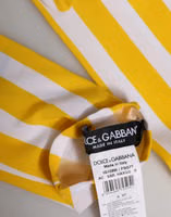 Yellow White Stripes Nylon Elbow Length Women Gloves 4