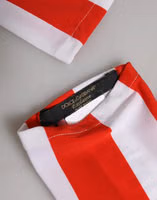 Red White Stripes Nylon Elbow Length Women Gloves 4