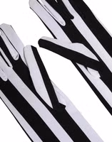 Black White Stripes Nylon Elbow Length Women Gloves 1