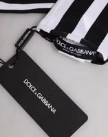 Black White Stripes Nylon Elbow Length Women Gloves 2