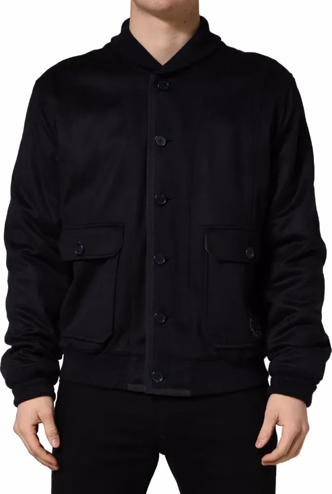 Black Cashmere Knitted Button Down Jacket