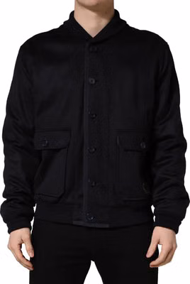 Black Cashmere Knitted Button Down Jacket