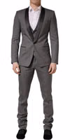 Gray Wool Single Breasted 1 Button 3PC Suit 1
