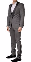 Gray Wool Single Breasted 1 Button 3PC Suit 2