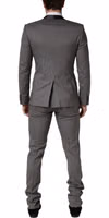 Gray Wool Single Breasted 1 Button 3PC Suit 3