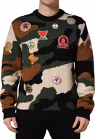Multicolor Intarsia-Knit Camouflage Pullover Sweater 1