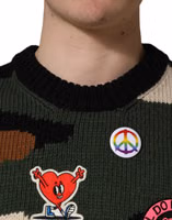 Multicolor Intarsia-Knit Camouflage Pullover Sweater 4