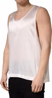White Satin Polyester SleevelessTank T-shirt 2
