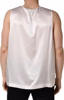 White Satin Polyester SleevelessTank T-shirt 3
