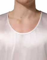 White Satin Polyester SleevelessTank T-shirt 4