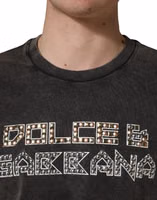 Gray Logo Embellished Men Crew Neck T-shirt 4