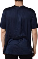Dark Blue Silk Short Sleeve CrewNeck T-shirt 3