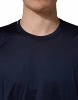 Dark Blue Silk Short Sleeve CrewNeck T-shirt 4