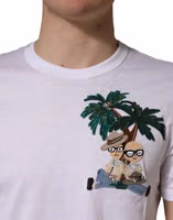 White Palm Embroidered Men Crew Neck T-shirt 1