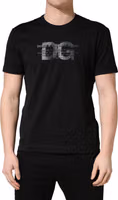 Black Logo DG Print Cotton Crew Neck T-shirt 1