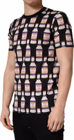 Black Bottle Print Cotton Crew Neck  T-shirt 2