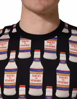 Black Bottle Print Cotton Crew Neck  T-shirt 4