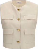Beige Viscose Sleeveless Jacket 1