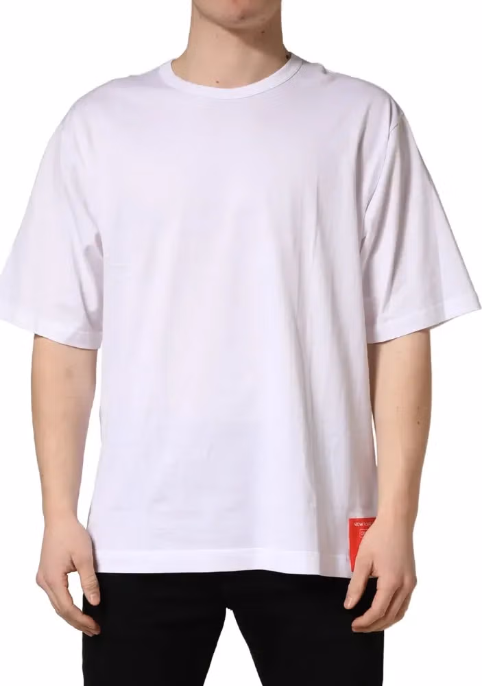 White Cotton Short Sleeves Crew Neck T-shirt
