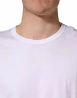White Cotton Short Sleeves Crew Neck T-shirt 4