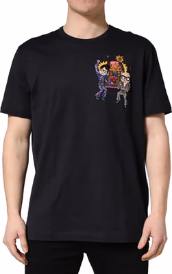 Black #DGFAMILY Patch Men Crew Neck T-shirt