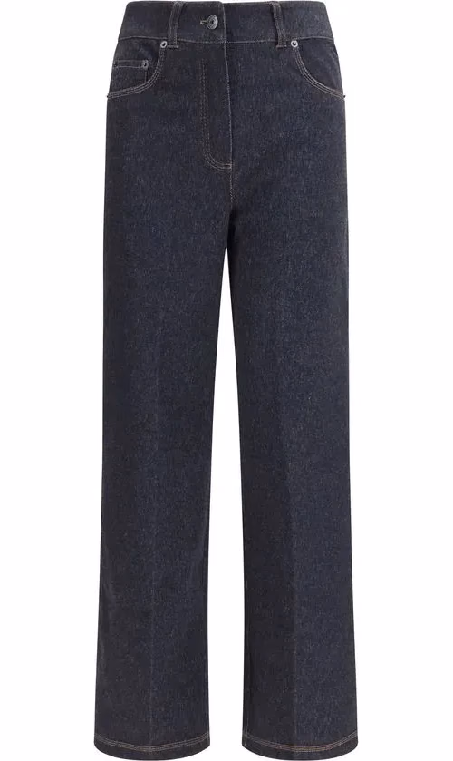 Blue Cotton Straight-Leg Jeans