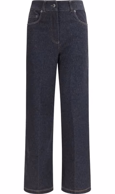 Blue Cotton Straight-Leg Jeans