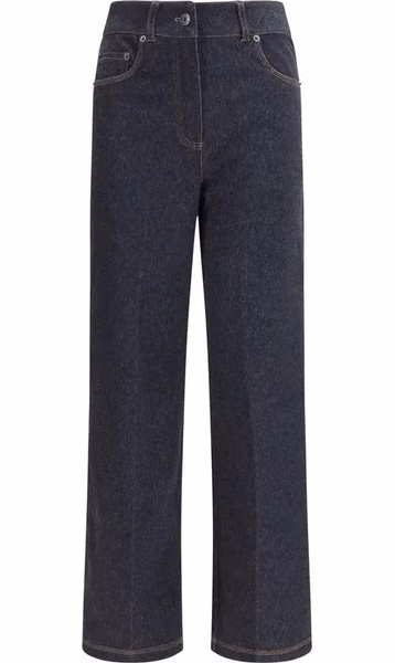 Blue Cotton Straight-Leg Jeans