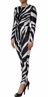 Black White Polyester Zebra Pattern Jumpsuit 2
