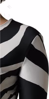 Black White Polyester Zebra Pattern Jumpsuit 5
