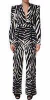 Black White Viscose Zebra Pattern Jumpsuit 1