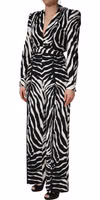Black White Viscose Zebra Pattern Jumpsuit 2