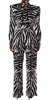 Black White Viscose Zebra Pattern Jumpsuit 3