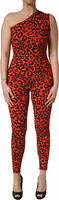 Black Red Nylon Leopard Pattern Jumpsuit 1
