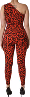 Black Red Nylon Leopard Pattern Jumpsuit 3