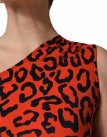 Black Red Nylon Leopard Pattern Jumpsuit 4
