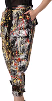 Black ColorSplash Effect Cargo Cropped Pants 2