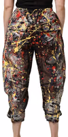 Black ColorSplash Effect Cargo Cropped Pants 3