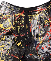 Black ColorSplash Effect Cargo Cropped Pants 4