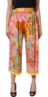Multicolor FloralPrint Cropped Trouser Pants 1