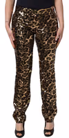 Gold Leopard Sequined Straight Trouser Pants 1