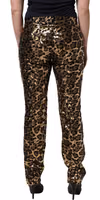 Gold Leopard Sequined Straight Trouser Pants 3