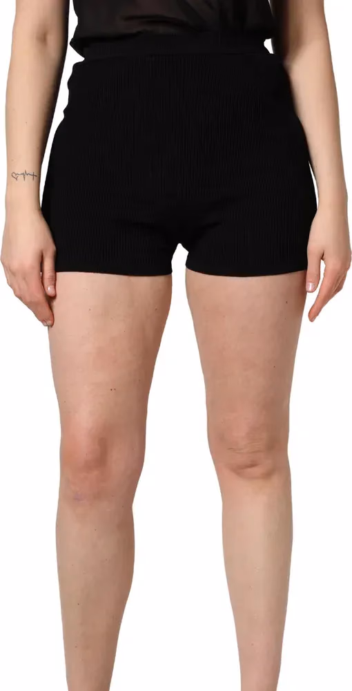 Black Viscose High Waisted Hot Pants Shorts