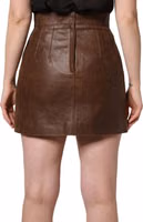 Brown Leather High Waist Bodycon Mini Skirt 3