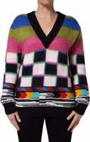 Multicolor Stripes V-neck Pullover Sweater 1