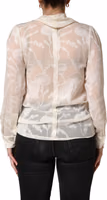 Off White Floral Semi Sheer Silk Blouse Top 3