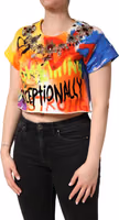Multicolor Graffiti Crystals Crop Jersey Top 2