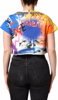 Multicolor Graffiti Crystals Crop Jersey Top 3