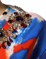 Multicolor Graffiti Crystals Crop Jersey Top 5