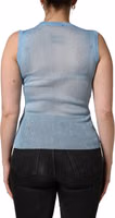 Blue Semi Sheer Ribbed Sleeveless Tank Top 3